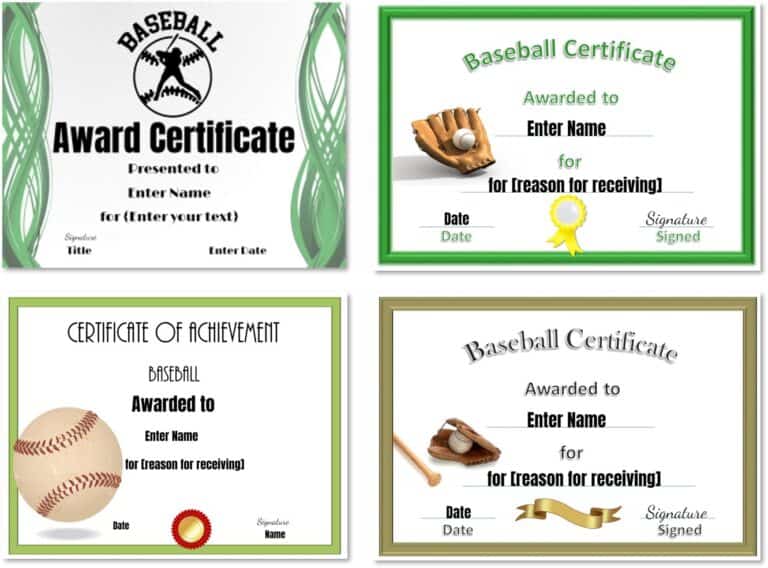 Free Editable Baseball Certificates - Customize Online & Print at Home