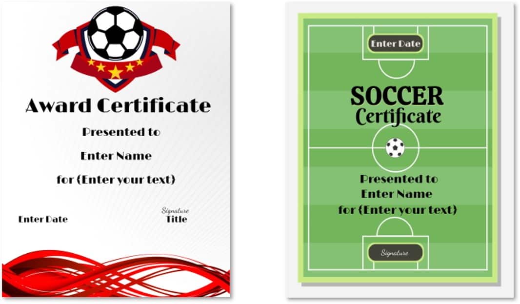 Free Editable Soccer Certificates - Customize Online - Instant Download