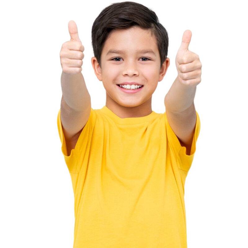 Child giving a thumbs up